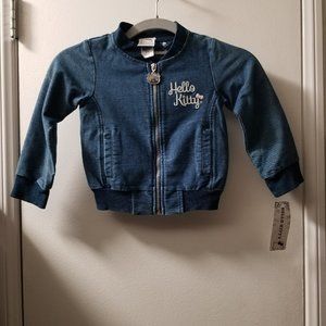 Hello Kitty Denim jacket wirth chanille patch and embroidery zip front new